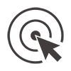 line art of an arrow on a concentric circles representing a target